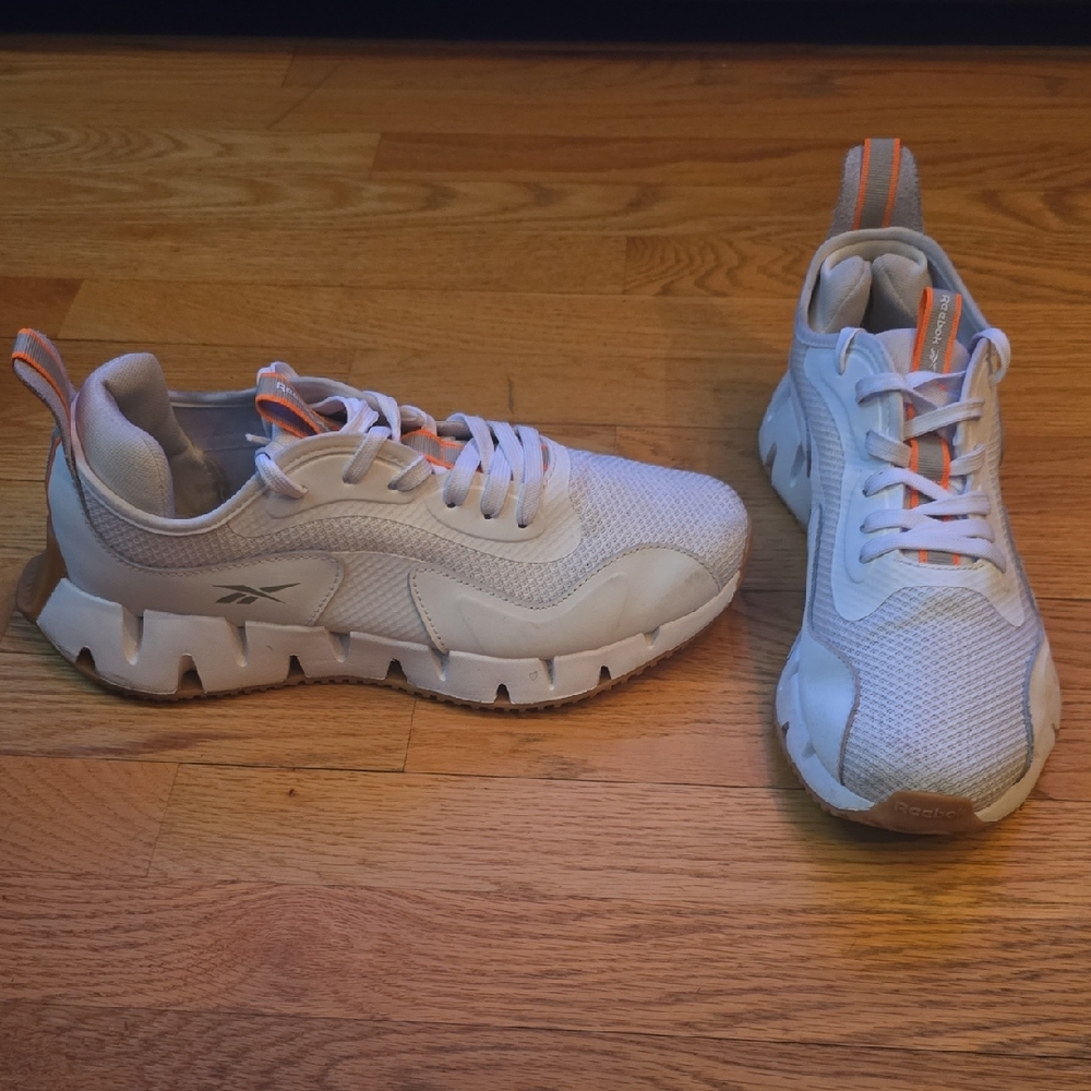 Reebok Zig Dynamicas White Sneakers with Orange Highlights